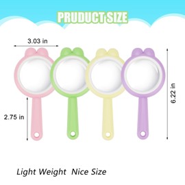 Rongon Magnifying Glass 4Pcs Handheld Shatterproof 4X Reading Magnifier 60mm Magnify Glasses Lens for Reading Exploration Classroom Party Favors