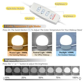 DLOMT LED Vanity Lights - Adjustable Color Temp & Brightness,14 Dimmable Bulbs for Dressing Mirror Lighting