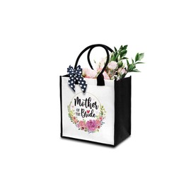 Dr.Baner Mother Of The Bride Tote Bag For Women, Canvas Tote Bag For Wedding Bachelorette Party, Mother Of The Bride Tote Bag With Ribbon, Beach Bag Gifts For Bridal Shower Wedding Friends -43