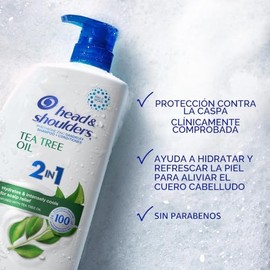 Head & Shoulders - Champú y acondicionador anticaspa de aceite de árbol de té 2 en 1, paquete doble, 1% de piritiona de zinc, champú de árbol de té co