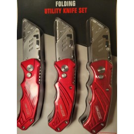 TOOL SHOP NEW Tool Shop Quick Change Folding Utility Knife Set - (3 knives w/ red handles)