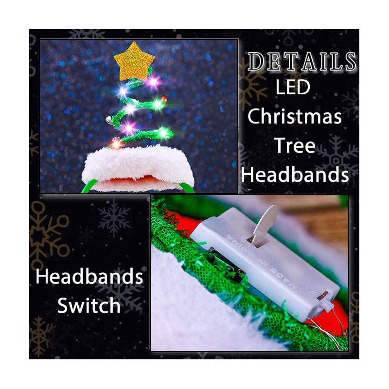 Firuilo Light Up Christmas Headbands Springy Christmas Tree Hairbands With