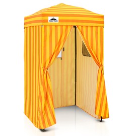 EAGLE PEAK Flex Ultra Compact 4x4 Pop-up Canopy, Sun Shelter, Changing Room, Portable Privacy Canopy Cabana for Pool, Fashion Photoshoots, or Camping, Yellow/Orange
