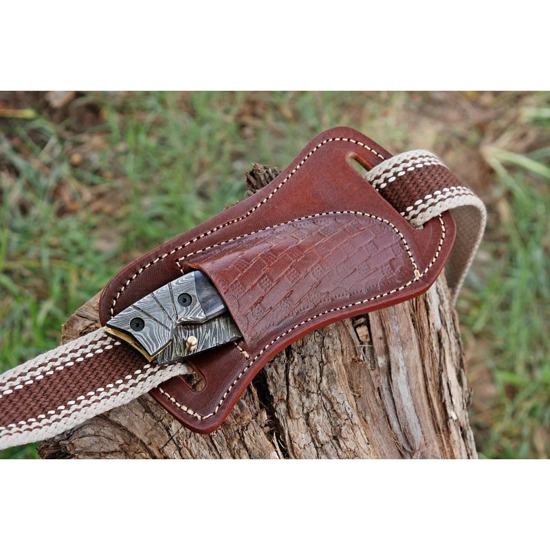 SHEATH GENUINE LEATHER HAND CRAFTED BELT SHEATH HOLSTER FOR Folding