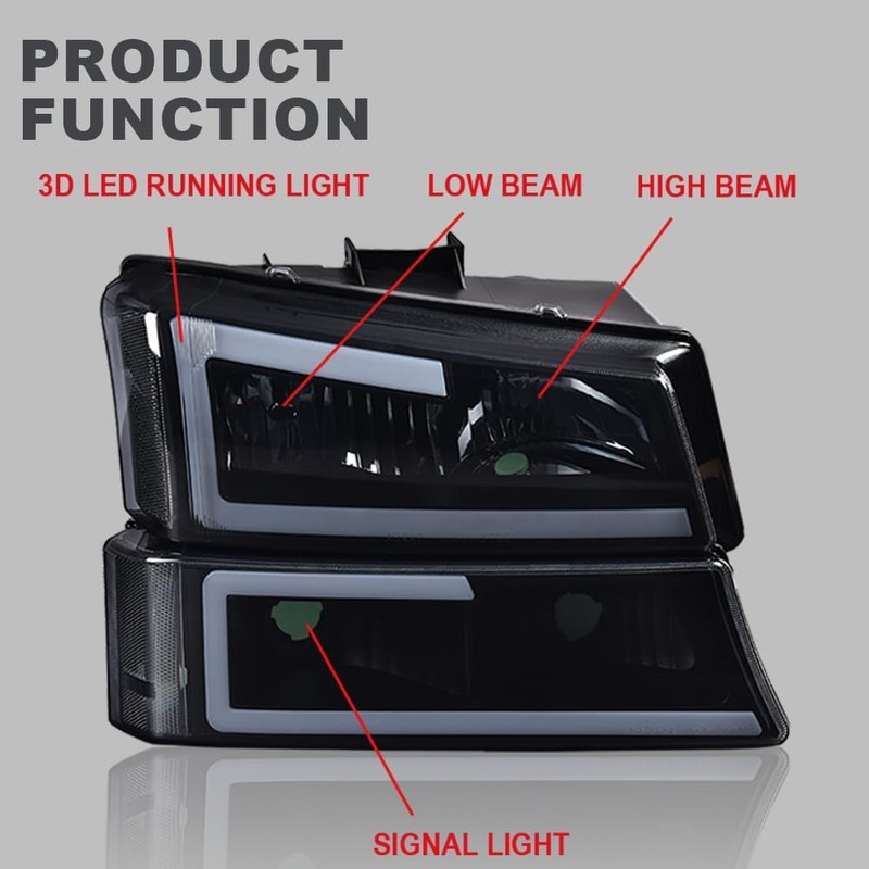 G-PLUS LED Headlights, Compatible with 2003-2006 Chevy Avalanche 1500 2500/Silverado