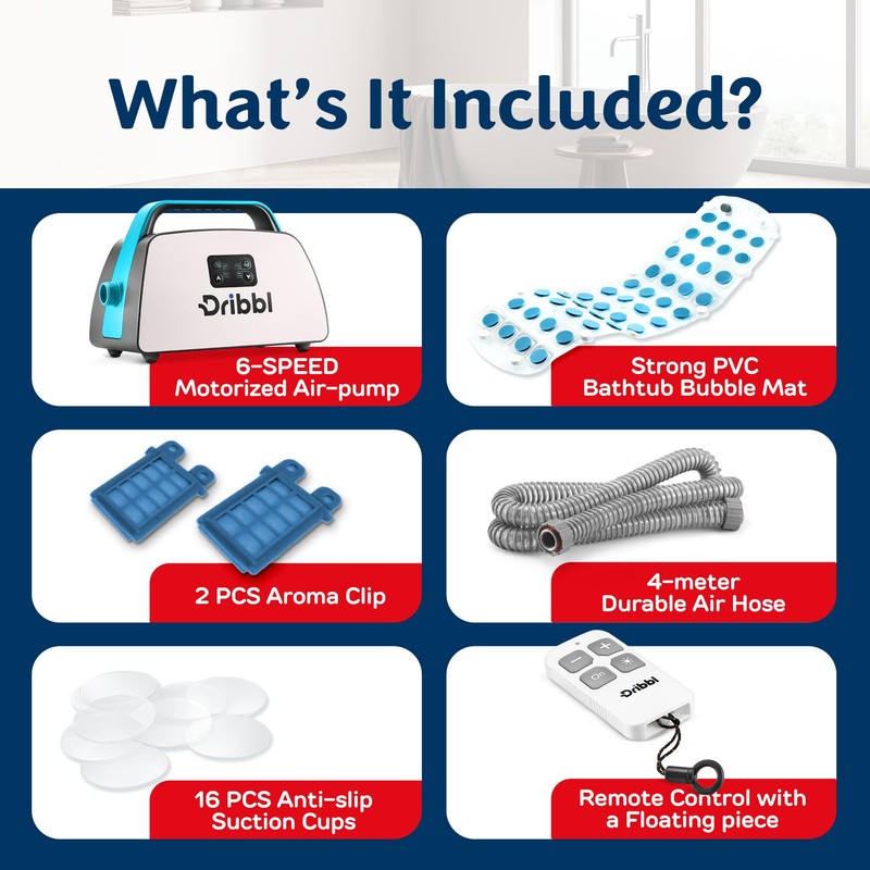 Dribbl Electric Bubble Massage Bathtub Mat – Non-Slip Full-Body Waterproof