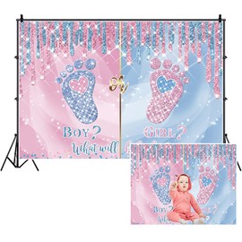 Renaiss 2.2 x 1.5 m Gender Reveal Background Pink Blue Photography Background Girls or Boys Backdrops Baby Shower Birthday Party Decorations Newborn Photo Booth Props