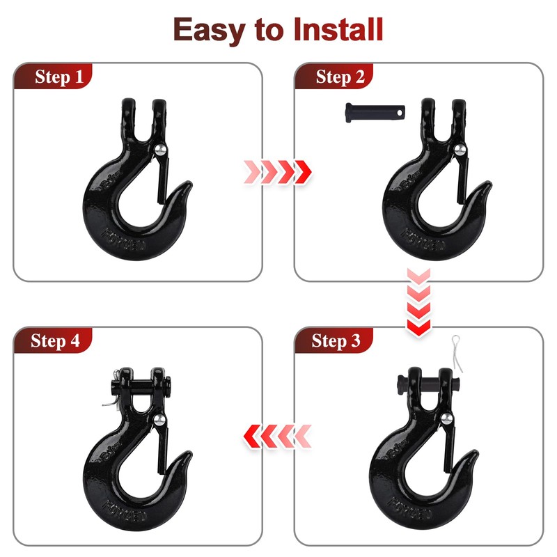 Lechansen G80 Clevis Slip Hook, 5/16" Chain Hooks with Safety