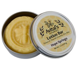 Avitals Hope Springs Lotion Bar with argan oil, avocado oil, beeswax, cocoa butter, shea butter, vitamin E, and a blend of citrus and spearmint essential oils