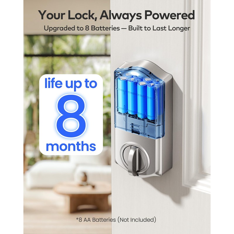 TEEHO WiFi Smart Lock TE012W, Fingerprint Door Lock with Built-in