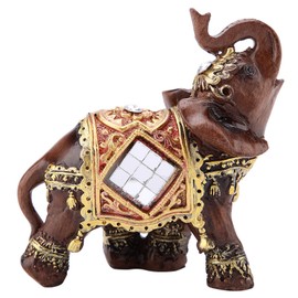 Hztyyier Elephant Decoration, Good Luck Feng Shui Elephant Statue, Resin Figurine Elephant for Wealth Lucky Figurine Home Decor Gift (S)
