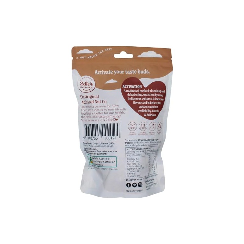 2Die4 Live Foods Activated Organic Pecans 300 g