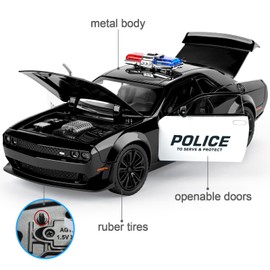 SASBSC Police Car Toys for Boys Age 3-12 Metal Toy Cars with Light and Sound Pull Back Diecast Model Car Collectable Muscle Cars for Kids 3+ Year Olds