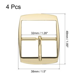QUARKZMAN Metal Roller Buckle, 4 Pieces 0.98 Inch Single Needle Belt Buckle with Square Center Bar for Leather Craft Accessories, Gold, gold
