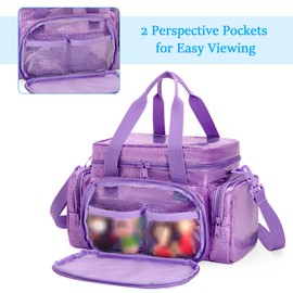 LoDrid Carrying Case Compatible with Tonie, Storage Bag Organizer for Audio Player Set and Accessories with Handle and Shoulder Strap, Purple, Bag Only (Patent Design)