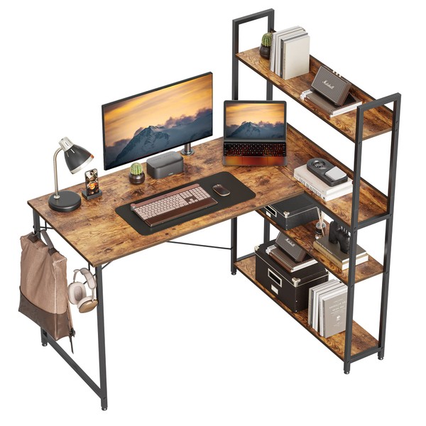 CubiCubi CubiCubi Computer Corner Desk with Storage Shelves, 47 Inch