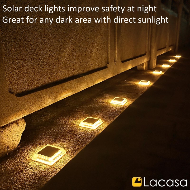 Lacasa Solar Deck Lights, 8 Pack 30LM LED Dock Lights