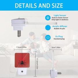 Meikosks Night Lights Plug into Wall Spider Red Web Night Lights Dusk to Dawn Sensor Led Lamp for Women Men,Led Lights for Stairway/Hallway/Bedroom,0.5W