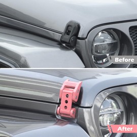 RT-TCZ for Wrangler Hood Latches Catch Kit Compatible with Jeep Wrangler JK JL Gladiator JT Pink Exterior Accessories 2pcs (3-Holes)