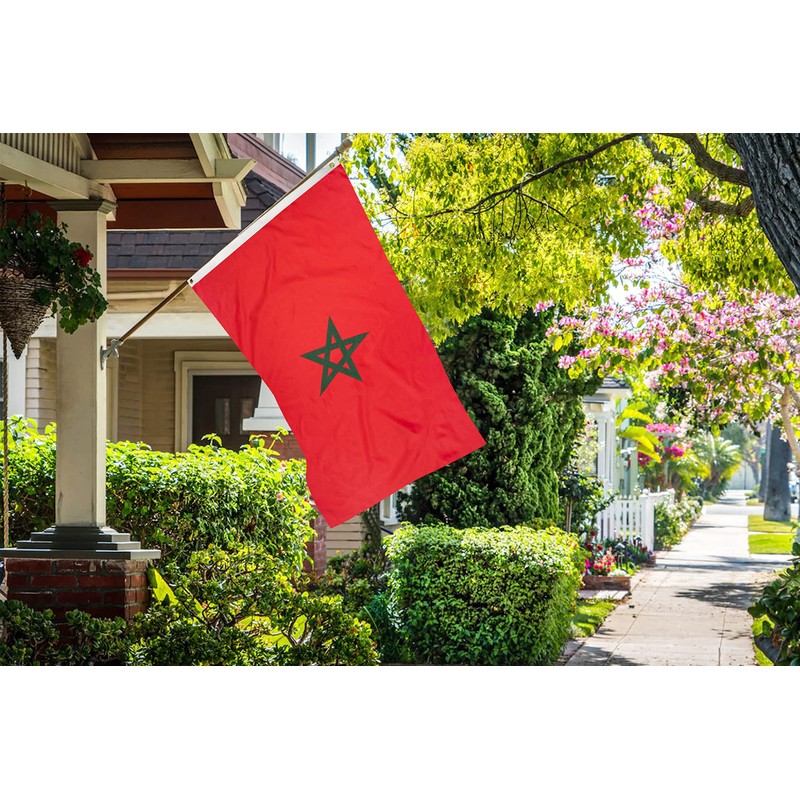 DANF Morocco Flag 3x5 Ft Thick Polyester, Fade Resistant, Brass