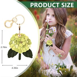 Leather Keychain Holder Case Compatible with AirTag,Cute Protective Cover with Keyring,Anti-Scratch Finder GPS Tracker Case for Wallet Keys,Bag,Pets(Hydrangea A)