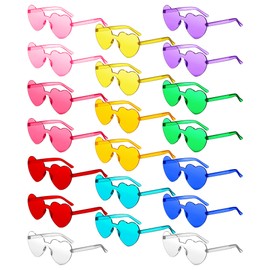 Frienda 20 Pairs Heart Shaped Sunglasses Rimless Candy Color Glasses for Women Men Party Favor(Funny Colors)