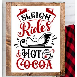 Sawfish® Christmas Sleigh Rides and Hot Cocoa Funny Kitchen Decoration Metal Sign Retro Vintage Wall Tin Plaque Ideal for Bathroom Pub Shed Bar Home Bedroom Dining Room