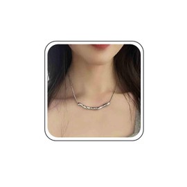 Xmsrn Vintage Irregular Bar Choker Necklace Bar Pendant Necklace Horizontal Bar Necklace Punk Silver Snake Chain Necklace for Women