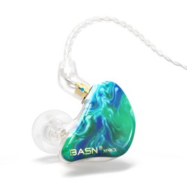 BASN MMCX - Auriculares in-ear con 2 cables desmontables mejorados, para músicos con triple controlador de aislamiento de ruido, color verde hielo