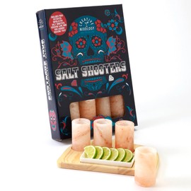 The Spice Lab Tequila Shot Glasses - Pink Himalayan Salt Tequila Shot Glasses - 4 Pack w/Tray - Just Pour, Shoot and Bite a Lime - Natural – Perfect for your Bar