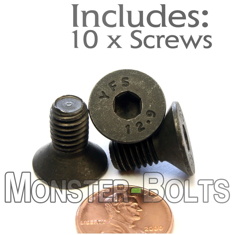 MonsterBolts - M8 x 15mm Flat Head Socket Cap Screws,