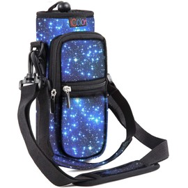 icolor Water Bottle Holder, Carry Bag for Water Bottle with Adjustable Shoulder Strap, Bottle Holder with Phone Pockets, Neoprene Water Bottle Bag Bottle Holder (BlauSky, 32 oz (About1000 ml))
