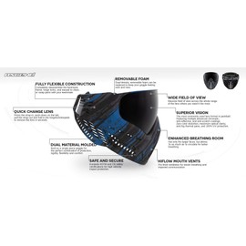 Virtue VIO Ascend Thermal Paintball Safety Glasses with Dual Lens - Cyan