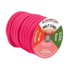 Mandala Crafts Hot Pink Polyester Cotton Welting Cord for Upholstery Welt Cord Piping Rope Filler Sewing - 20 YDs ¼ Inch Cotton Piping Cord Welt Cording for Drapery Pillow Trimming