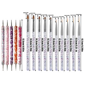 Nail Art Pens Set of 15 Nail Brushes Nail Brushes Extra Fine Dot Pens Dot Sticks 2 Way Nail Art Brush Set for Gel Nail Painting Brush Pull Line Drawing Pen Nail Tool for Beginners Professional Nail