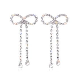 Wedding Earrings for Women Silver Bridal Earrings Sparkling Rhinestones Prom Earrings Teardrop Dangle Earrings