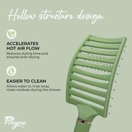 LAC FOR YOU Detangle Hair Brush – Anti-Tangle Wet and Dry Brush - Ventilated Curved Hairbrush for Curly, Straight, Fine & Thick Hair – Sage Green