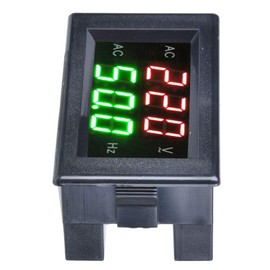Generator Dual Display LED Digital AC Voltmeter Frequency Meter Test Tool for AC 45-60Hz Power Supply (Black)