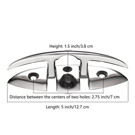 TINGZHIGO Boat Folding Cleats 5 inch 1 Pack, Flip-up Metal Dock Cleats, 316 Stainless Steel, with Screws and Locking Nuts