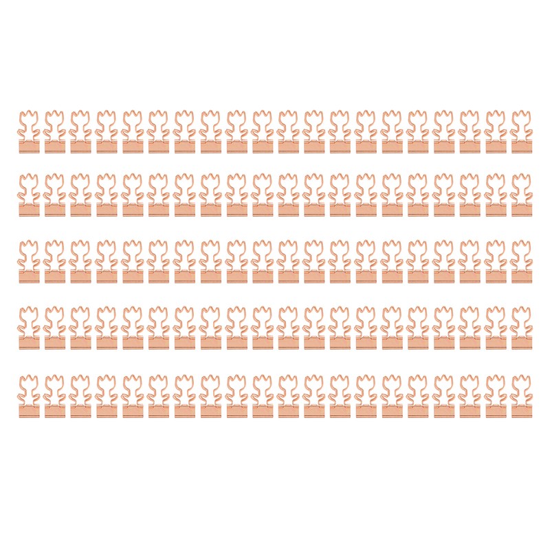 100Pcs Rose Gold Hollowed Long Tail Binder Paper Clips Beautiful