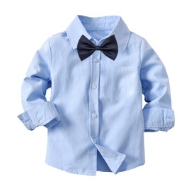 amropi Boy's Clothes Set Checkered Long Sleeve Tops and Jeans Pants 2 Pieces Outfits (Blue,3-4 Years)