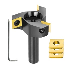 SpeTool Slab Flatting Router Bit 3 Flute Carbide Insert Planing Bit CNC Spoilboard Surfacing Router Bit 1/2 Shank 2 Inch Cutting Diameter, Include 3 Additional Carbide Inserts