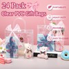 24Pcs Pink Bow Clear PVC Gift Bags With Handles Ribbon