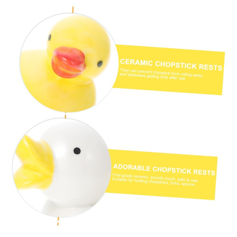 MAGICLULU 6Pcs Adorable Duck Shaped Chopstick Rests Yellow Ceramic Tableware