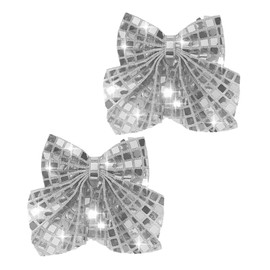 Sparkle Hair Bow Clip for Women 2PCS Silver Hairclip Bow Gifts for Girls Birthday Party Gifts HairPins for Women Friends Bling Hairbows for Teen Girls Hair Bows