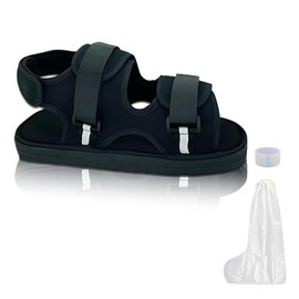 HLIWS 1 x Verstellbarer Gips-Bergungsschuh,Gipsschuhe für Knochenbrüche,Post-OP-Schuhe,Geeignet für Menschen mit Fußfrakturen und eingeschränkter Bewegung,für linken und rechten Fuß,Schwarz