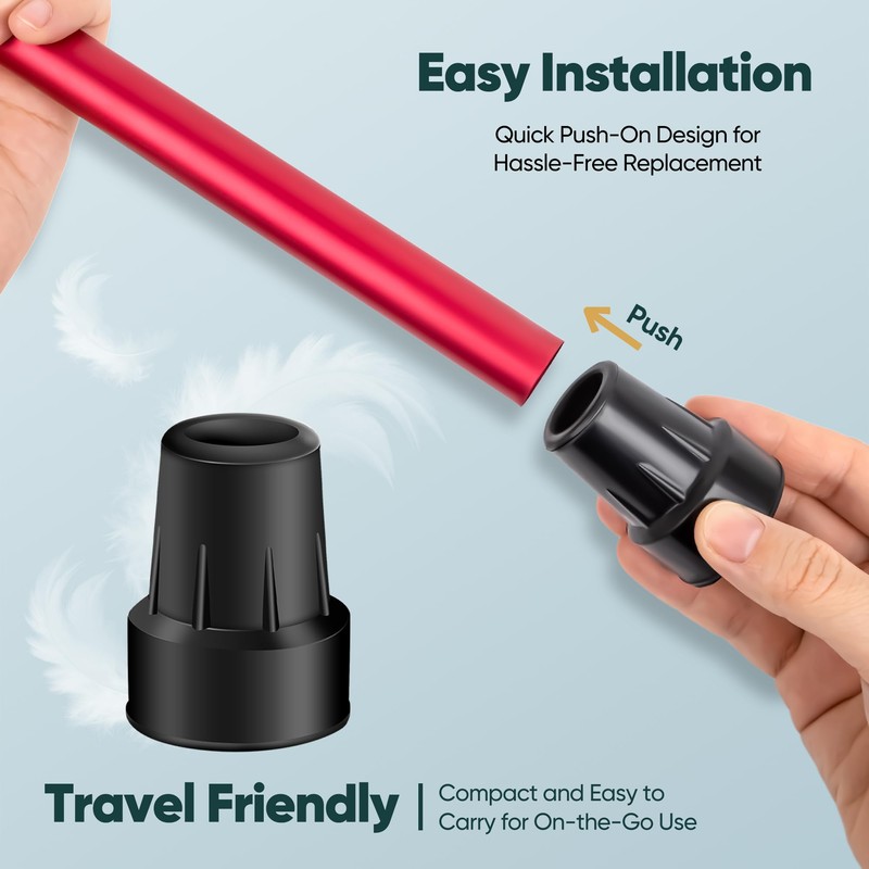 EVENABLY Cane Tips with Metal Insert – Durable Replacement for