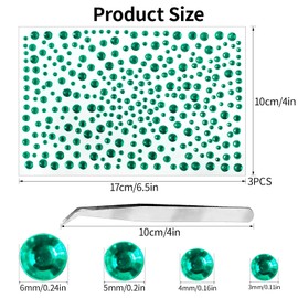Self Adhesive Face Gems and Pearls for Makeup, Festival Jewels, Hair Gems, Rhinestone Stickers for Face, Eye, Makeup, Nail, Body, Crafts 3/4/5/6 mm 975Pcs (12.gem_DarkGreen)