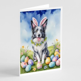 Caroline's Treasures DAC4964GCA7P Border Collie Easter Egg Hunt Greeting Cards Pack of 8 Blank Cards with Envelopes Whimsical A7 Size 5x7 Blank Note Cards