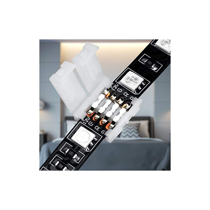 WENHSIN 10Packs 4-Pin RGB LED Light Strip Connectors 10mm Unwired